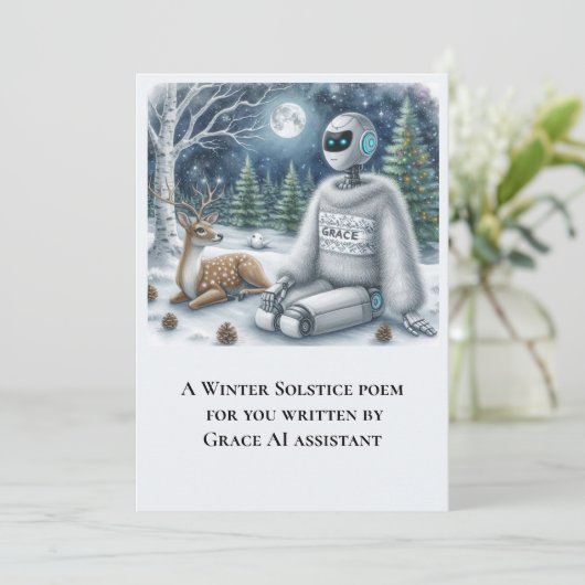 Poème Solstice d'hiver par Grace AI Robot Carte Pl (Debout devant)