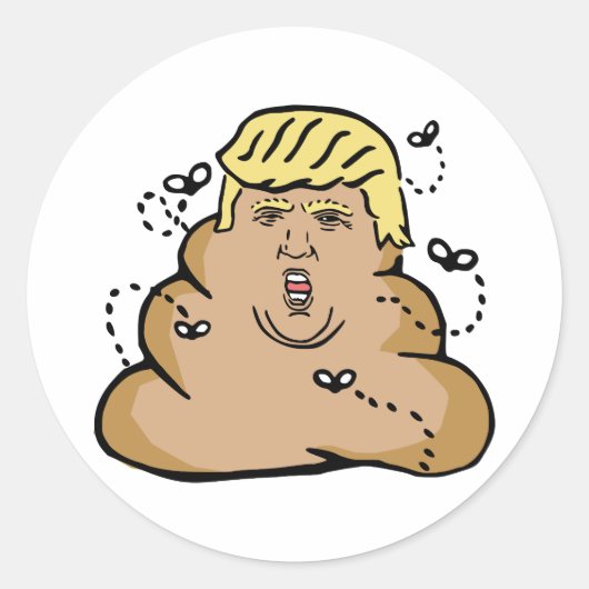 poep donald trump ronde sticker (Voorkant)