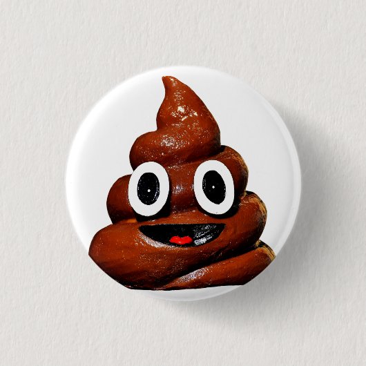 Poep, emoji, knop 💩 ronde button 3,2 cm (Voorkant)