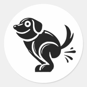 Poep gebeurt met de poepende hond ronde sticker
