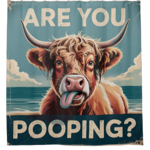 Poep je? Grappige Schotse Hoogland Koe Douchegordijn
