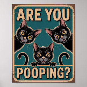 "Poep je?" Grappige Zwarte Katten Poster