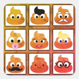 Poep Veel Gezichten Oud Papier Vierkante Sticker