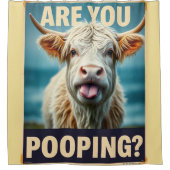 Poepen jullie? Grappige Highland Koe, Koe kunst Douchegordijn (Voorkant)