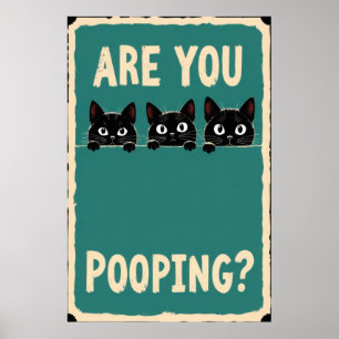 Poepen met drie zwarte katten die over de rand glu poster
