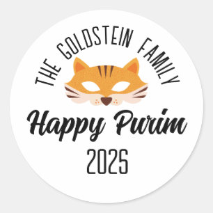 Poerim vossenmasker gemaskerd kostuum ronde sticker