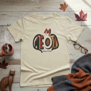 POES Altijd Nieuwsgierige Kat Retro Typografie T-shirt