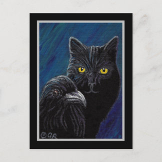 Poe's Cat & Raven Briefkaart