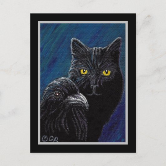 Poe's Cat & Raven Briefkaart (Voorkant)
