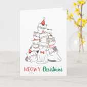 Poes Kerst Moppig Grappig Kattenliefhebber Kittens Kaart (Gele Bloem)