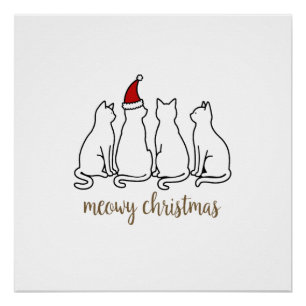 Poes Kerstmis Kat Kerst Cute Kitten Katten Sinterk Perfect Poster
