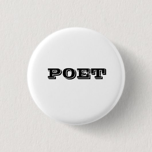 Poet badge zwart op wit ronde button 3,2 cm (Voorkant)