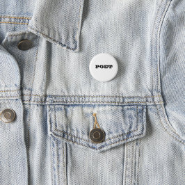 Poet badge zwart op wit ronde button 3,2 cm