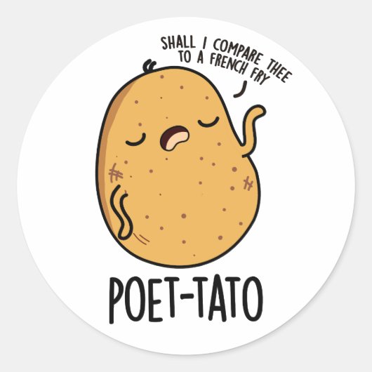 Poet-tato Funny Potato Pun Ronde Sticker (Voorkant)