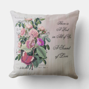 Poète en toute aquarelle Floral Coussin