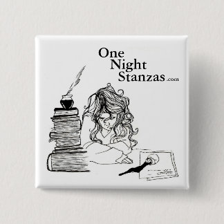 Poetgirl pin, vierkant vierkante button 5,1 cm