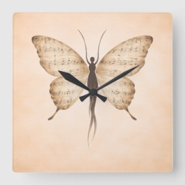 Poetic Butterfly Form Square Clock Vierkante Klok