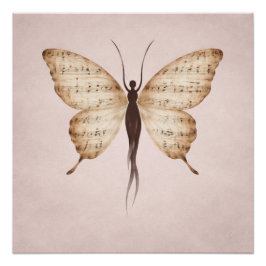 Poetic Butterfly Form Square Poster  Perfect Poster