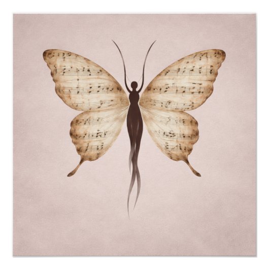 Poetic Butterfly Form Square Poster Perfect Poster (Voorkant)
