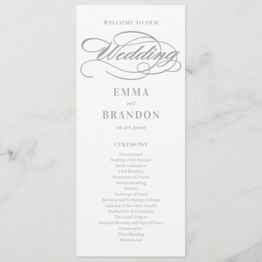 Poetic Script EDITABLE COLOR Wedding Program Programma (Voorkant)