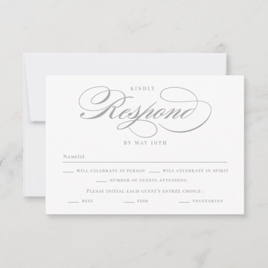 Poetic Script EDITABLE COLOR Wedding RSVP Kaart (Voorkant)