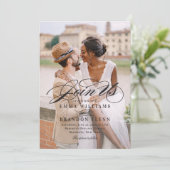 Poetic Script Photo Wedding Invitation PSC Bedankkaart (Staand voorkant)