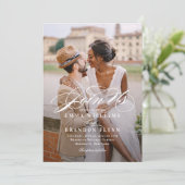 Poetic Script Photo Wedding Invitation PSC Kaart (Staand voorkant)