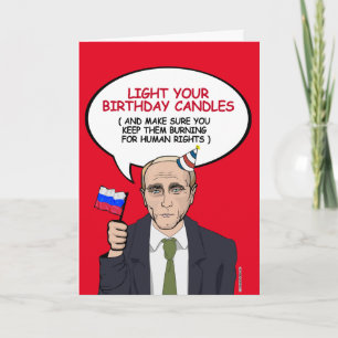 Poetin Birthday Kaart - Laat uw kaarsen branden