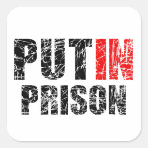 Poetin in de gevangenis zetten vierkante sticker