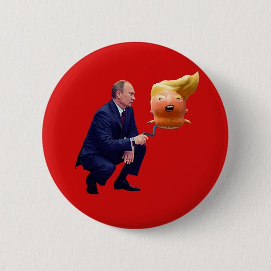 Poetin speelt mee met Trump ballon Ronde Button 5,7 Cm (Voorkant)