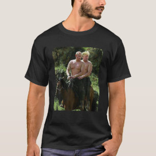 Poetin Trump Riding Horse Meme Rusland Verenigde S T-shirt