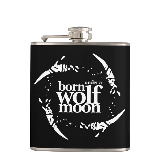 Poëtisch geboren onder Wolf Moon Claws Heupfles (Voorkant)