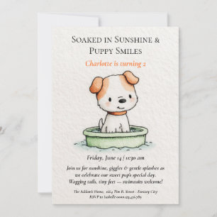 Poëtische & minimalistische Puppy Pool Party Uitno Kaart