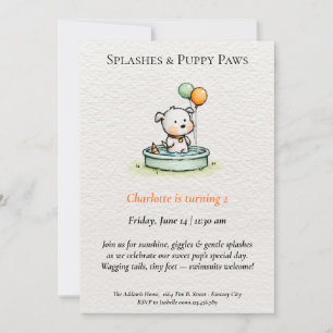 Poëtische & minimalistische Puppy Pool Party Uitno Kaart