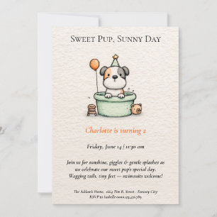 Poëtische & minimalistische Puppy Pool Party Uitno Kaart