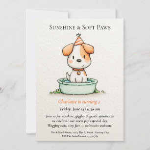 Poëtische & minimalistische Puppy Pool Party Uitno Kaart