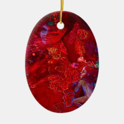 POETISCHE RODE ORNATIE KERAMISCH ORNAMENT (Voorkant)