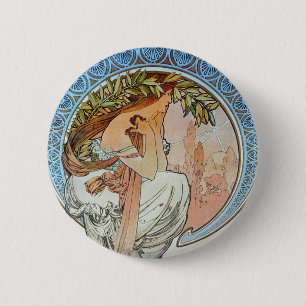 Poetry, Mucha Ronde Button 5,7 Cm