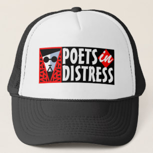 POETS IN HET PET VAN DE COOL TRUCKER MET DISTRESS