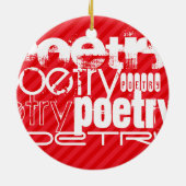 Poëzie; Scarlet Red Stripes Keramisch Ornament (Achterkant)