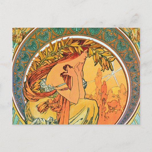 Poëzie uit de serie "De Kunsten" van Mucha Briefkaart (Voorkant)
