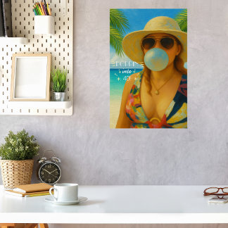 Poffend in de 40 Tropical Beach Babe Verjaardag Poster