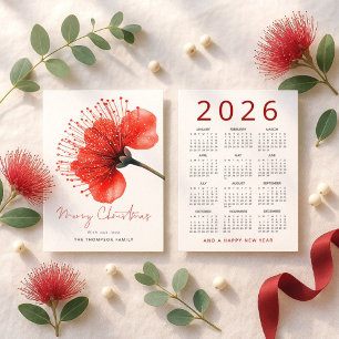 Pōhutuka Flower 2026 Kalender Vrolijk Kerstfeest Feestdagenkaart