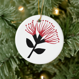 Pohutukawa Flower, Nieuw-Zeeland Keramisch Ornament