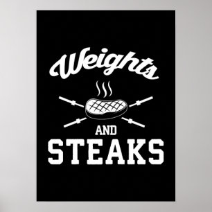 Poids et Steaks - Poster de gymnase amusant
