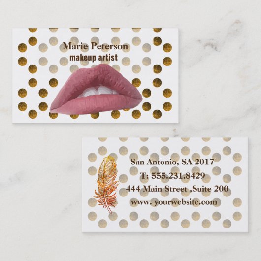 Poids rose Points d'or Carte Bussines (Devant / Derrière)