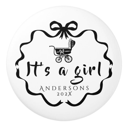 Poignée de landau bébé ruban à nœud (Devant)