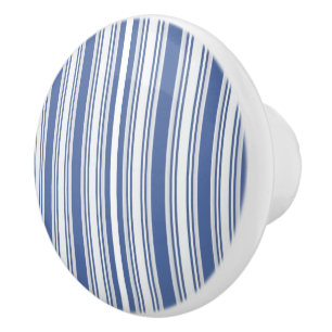 Poignée de porte en bois à rayures bleues et blanc