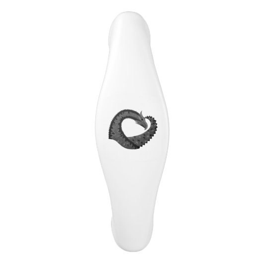 Poignée De Porte En Céramique Dragon de coeur noir sur blanc (Devant)