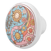 poignée de porte en céramique - floral (Droite)